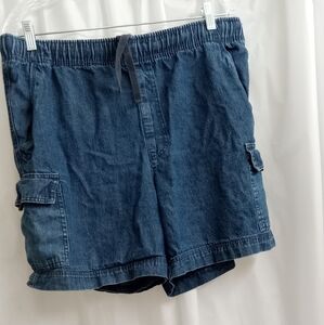 George Paperbag Drawstring Cargo Pockets Denim Shorts- Size: M